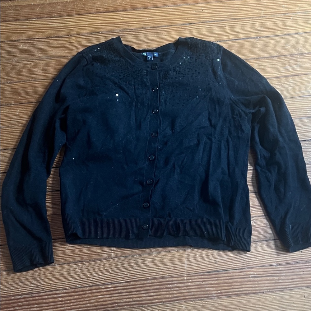 Black Button-Up sequin cardigan
